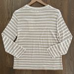 Vince NWT Stripe Bracelet Sleeve Crewneck T-shirt in Optic White Tan Size Medium Photo 6