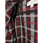 St. John  COLLECTION Plaid Knit Jacket 12Red Black White Zig Zag Trim Faux Pocket Photo 4
