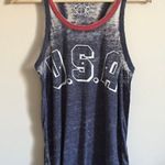 Chaser Red White Blue USA Patriotic Burnout Semi Sheer Sleeveless Tank Top Photo 1