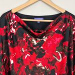 Vivienne Tam Blouse Top Womens 10 Red Black Cowl Neck Long Sleeve Abstract Art Photo 2