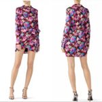 PINKO FLORAL SATIN BUTTON FRONT LONG SLEEVE SHEATH FAUX WRAP MINI DRESS Pink Size 8 Photo 12