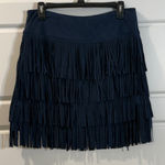 Boston Proper  Blue faux suede Fringe Skirt 8 Photo 0