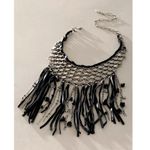Free People Bohemian Western Grunge Bib Cranston Fringe Necklace NWT Leather Photo 3