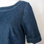 Boden navy blue short sleeves boat neck jean denim dress, women's size 8R Blue Photo 14