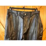 Missguided  Women’s Faux Leather Tapered Jogger Zip Pants Black Size 10 (5446) Photo 1