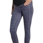 Zella Maternity Z by  Navy Blue & Purple Leggings Belly Panel Size Small EUC Photo 0