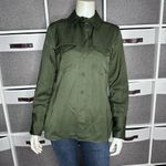 Madewell Western Shirt in Linen Blend Mossy Umber Size 00 Photo 3