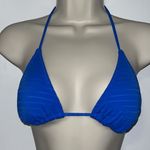 OP  WOMENS Electric Blue Triangle Striped BIKINI Swim TOP M MEDIUM 7-9 Photo 0