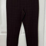 Zac and Rachel  Brown Plaid Checkered Dress Skinny Pants Sz L Stretch Office Preppy Photo 0