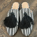 Kaanas  Cocuy Women’s striped‎ mule slides with tassels Navy and White Size 9 Photo 0