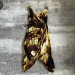 Gary Graham Dress Womens 8 Gold Black Silk Layered Raw Hems Edges Midi Art Photo 14