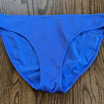 Aerie  Womens Solid Blue Textured Checkered Bikini Bottom Mid Rise Size Large Photo 0