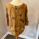 Viola Borghi Tan Butterfly Short Ruffle Sleeve 100% Linen Top Women’s Size M Size M Photo 2