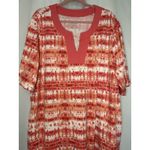 Cuddl Duds  2XL Coral Geometric Cotton Core V-Neck‎ Dress Side Pockets Photo 1