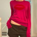 Trina Turk Old Fashion Lipstick Intarsia Wool Sweater in Mod Magenta NWT M $228 Photo 0