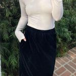 Anthropologie Vintage classy Black velvet ribbed midi skirt waist sz 26  Photo 0