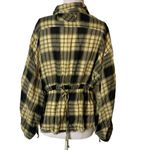 Free People  Women's Pacific Dawn Plaid Shirt black green tan sz L Photo 5