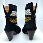COBRA SOCIETY Canon Black Embroidered White Yellow Wool Shaft Ankle Boots sz 37 Photo 5