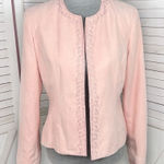 Dress Barn  Embroidered Microfiber BlazerTopper Jacket Open Front Pink Medium Photo 0