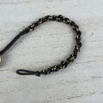 Source Unknown 4 Chain Link Braided Bracelets Set Gold Silver Tone Black Brown Yellow Cord NWOT Photo 10