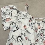 women size small off the shoulder white flower blouse 100% polyester spring trim Photo 3