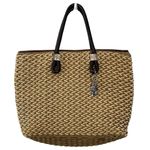 Brighton  Rita Woven Macrame Jute Straw Leather Tote Bag‎ Animal Print Lining Photo 1