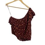 Hippie Rose  Plum Ditsy One Shoulder Crop Top Floral Large NEW‎ Photo 2