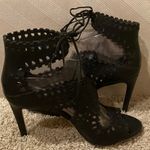 via spiga Elysia Lace Up Black Leather Heels Booties Sandals Photo 2
