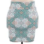 Torrid Floral Geometric Pull-on Pencil Skirt Teal Orange Stretchy Plus Size 3X Photo 2
