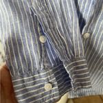 Nicole Miller original  women’s up down nautical  100% linen striped shirt XL Photo 4