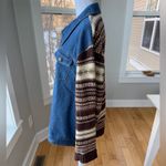 Vintage Faded Glory Denim Brown Fair Isle Sweater Top Jacket Shacket 22/24W XL Blue Photo 3