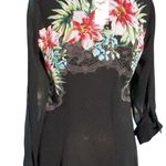 Cache Black Sheer Illusion Adjustable Cargo Sleeves Floral Top New $118 NWT Photo 7