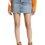 Free People We the Free Light Wash Raw Hem Button Fly Mini Skirt 24 Photo 0