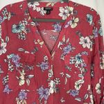 a.n.a  Coral‎ Floral Size PXXL Button Down Shirt Top Long Roll Tab Sleeve Pockets Photo 1