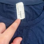 None Cropped 3/4 Sleeve Crewneck TShirt Blue Size Small Photo 1