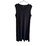 Eileen Fisher Stretch Jersey Knit V-Neck Tank Midi Dress Medium Black Photo 5