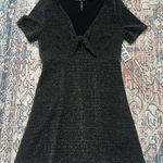 Urban Outfitters NWT Sparkly Tie Front Black Short Sleeve Dress Size Medium Photo 0
