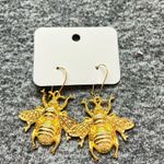 Gold Tone Beetle Insect Earrings Vintage Style Bug Dangle Hook Earrings Unique Photo 0