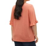 Bloomchic Solid Gathered Ruffle Trim Flounce Sleeve T Photo 1