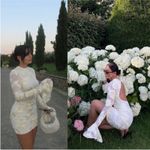 Rotate Birger Christensen Dress Rosita White Mesh Floral Back Cutout Mini US 12 Photo 3