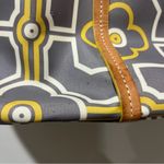 Brighton  Large Tote Buttercup Gray & White 2 Top Leather Straps Charm Canvas Photo 8