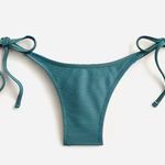 J.Crew NWT Teal Ribbed Curved Waist Cheeky String Bikini Bottom Photo 0