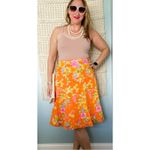 Y2K tropical floral 100% cotton ruffle trumpet hem kick skirt size 10 medium Orange Photo 3