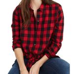 Madewell  Front Tie Red Black Buffalo Plaid Flannel Shirt Size Medium NWT Photo 0