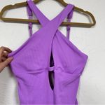 Becca  Purple Cross Front One Piece Swimsuit Womens L Cutouts Ribbed Lavender Photo 5