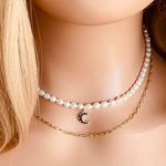 Set of 2 pearl NeckLace+ Flat curb Necklace Photo 3