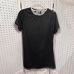 Black Sheer Heart Burnout Mesh Top Short Sleeve Lace Trim Tunic Lingerie Nighty Size M Photo 4
