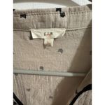 EAM Women's Beige Cat Print V Neck Tie Neck Long Sleeve Blouse Top Size L Tan Size L Photo 1