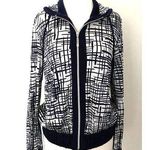 Chico's VTG  Blue and White Long Sleeve Hood Zipper Stretchy Jacket Sz 1 (M/8) Photo 0