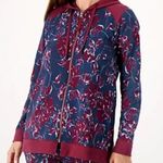 LOGO By Lori Goldstein LOGO Lounge Lori Goldstein floral zip front hooded sweatshirt jacket NWOT Photo 0